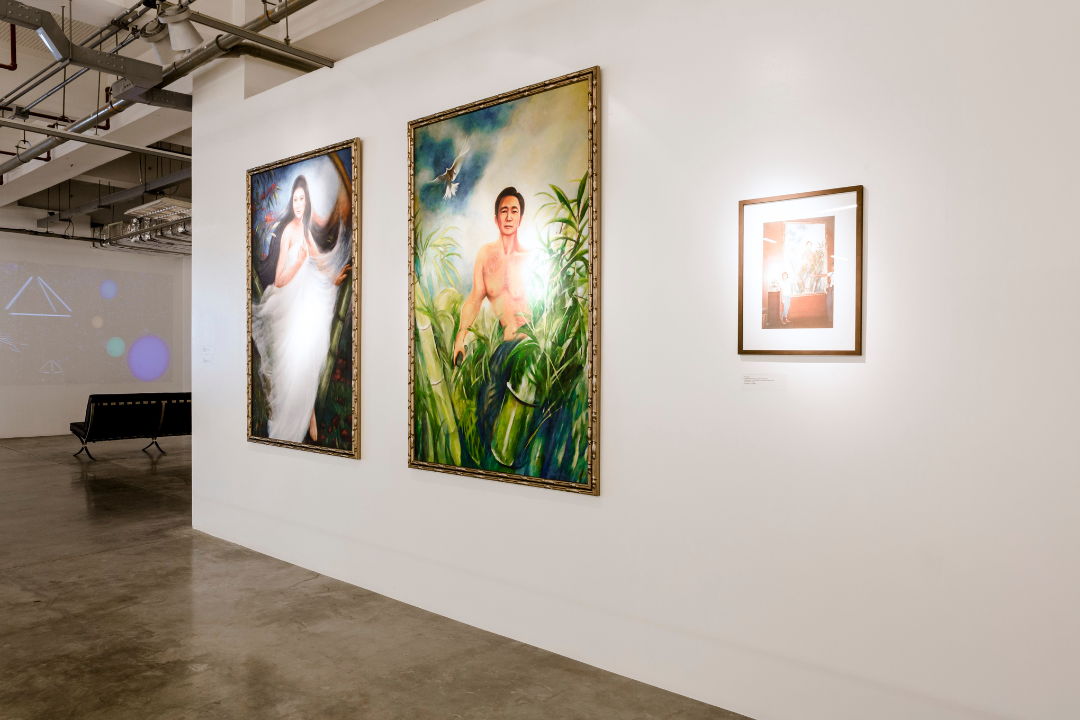 Installation view of ‘Imelda as Maganda & Ferdinand as Malakas, painted black after the events of 18 November 2016’ (2014–2016), as part of Soil and Stones, Souls and Songs, MCAD Manila, 2016. Image courtesy of the artist.
